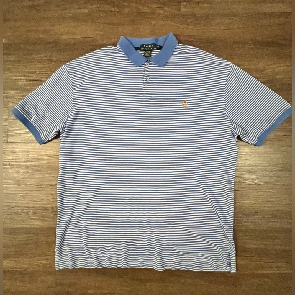 Vintage Polo Lauren Ralph Lauren Polo‎ Shirt Made In USA Mens XL Striped A10